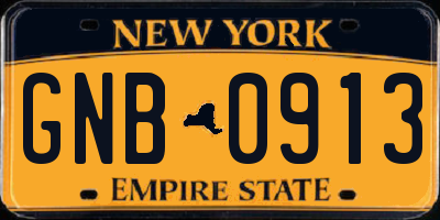NY license plate GNB0913