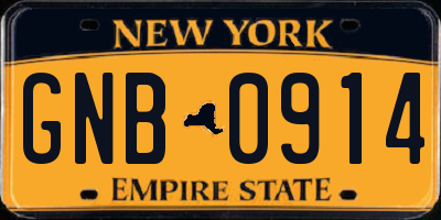 NY license plate GNB0914