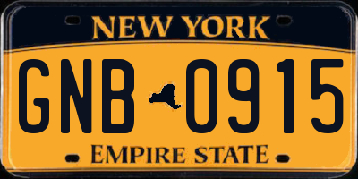 NY license plate GNB0915