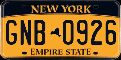 NY license plate GNB0926