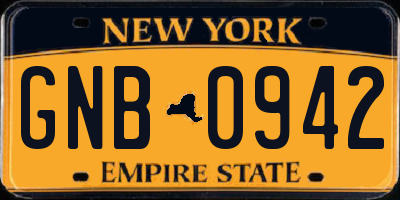 NY license plate GNB0942