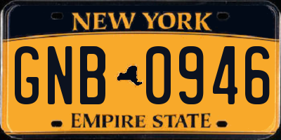 NY license plate GNB0946