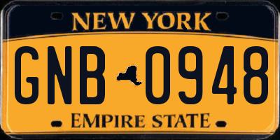 NY license plate GNB0948