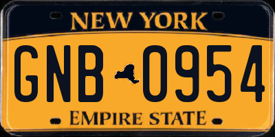 NY license plate GNB0954