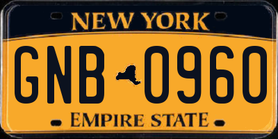NY license plate GNB0960