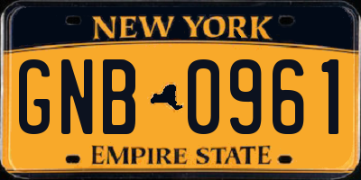 NY license plate GNB0961