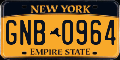 NY license plate GNB0964