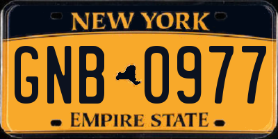 NY license plate GNB0977