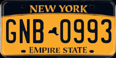 NY license plate GNB0993