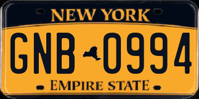 NY license plate GNB0994