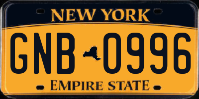 NY license plate GNB0996