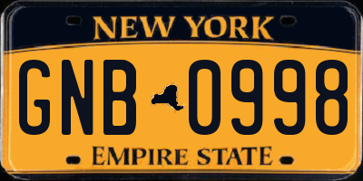 NY license plate GNB0998