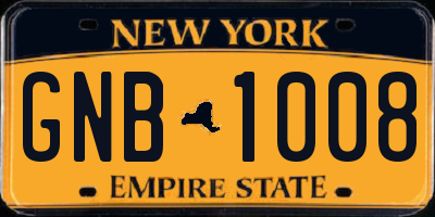 NY license plate GNB1008