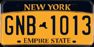 NY license plate GNB1013