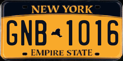 NY license plate GNB1016