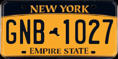NY license plate GNB1027