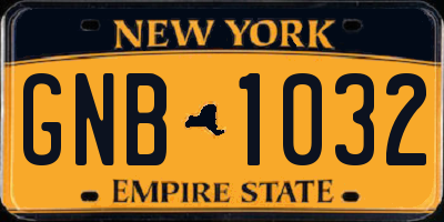 NY license plate GNB1032