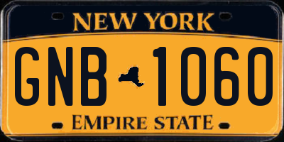 NY license plate GNB1060