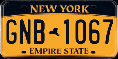 NY license plate GNB1067