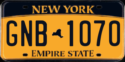 NY license plate GNB1070