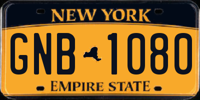 NY license plate GNB1080