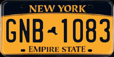 NY license plate GNB1083