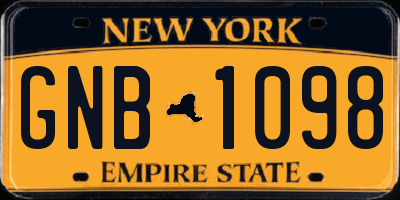 NY license plate GNB1098