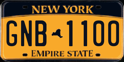 NY license plate GNB1100