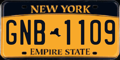 NY license plate GNB1109