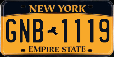 NY license plate GNB1119