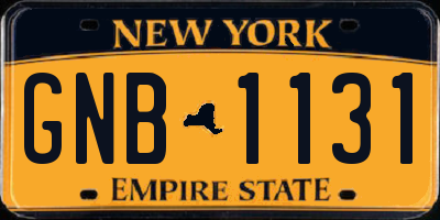 NY license plate GNB1131