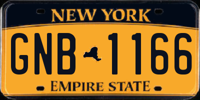 NY license plate GNB1166