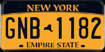NY license plate GNB1182