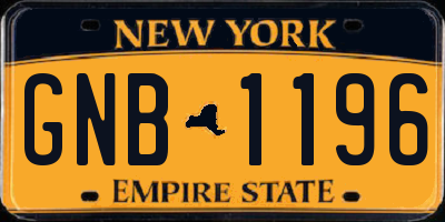 NY license plate GNB1196