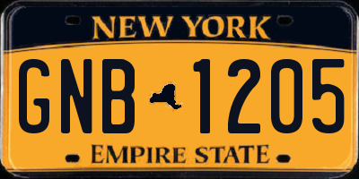 NY license plate GNB1205