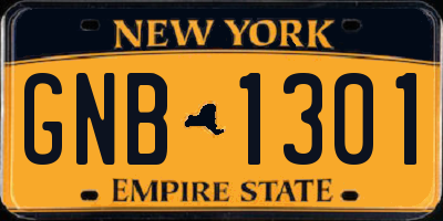 NY license plate GNB1301