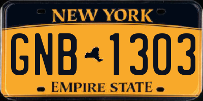 NY license plate GNB1303