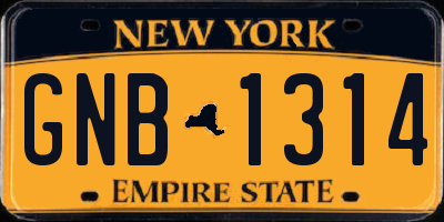 NY license plate GNB1314
