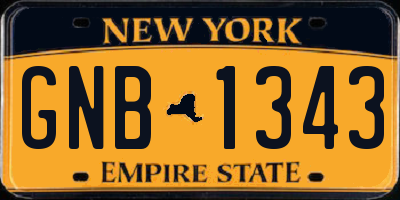 NY license plate GNB1343