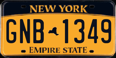 NY license plate GNB1349