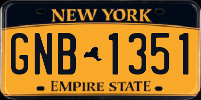 NY license plate GNB1351
