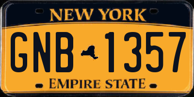 NY license plate GNB1357