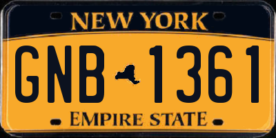 NY license plate GNB1361