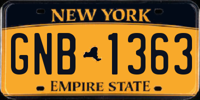 NY license plate GNB1363