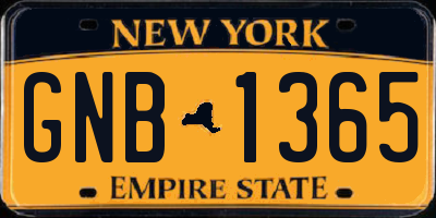 NY license plate GNB1365