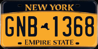 NY license plate GNB1368