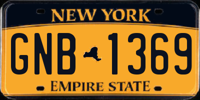 NY license plate GNB1369