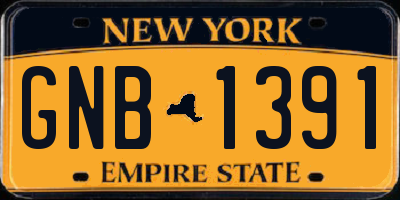 NY license plate GNB1391