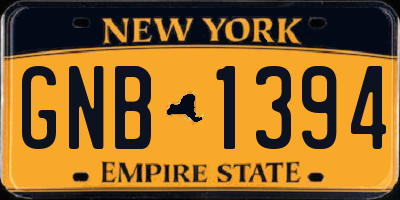 NY license plate GNB1394
