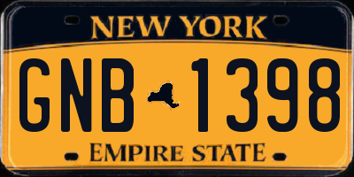 NY license plate GNB1398